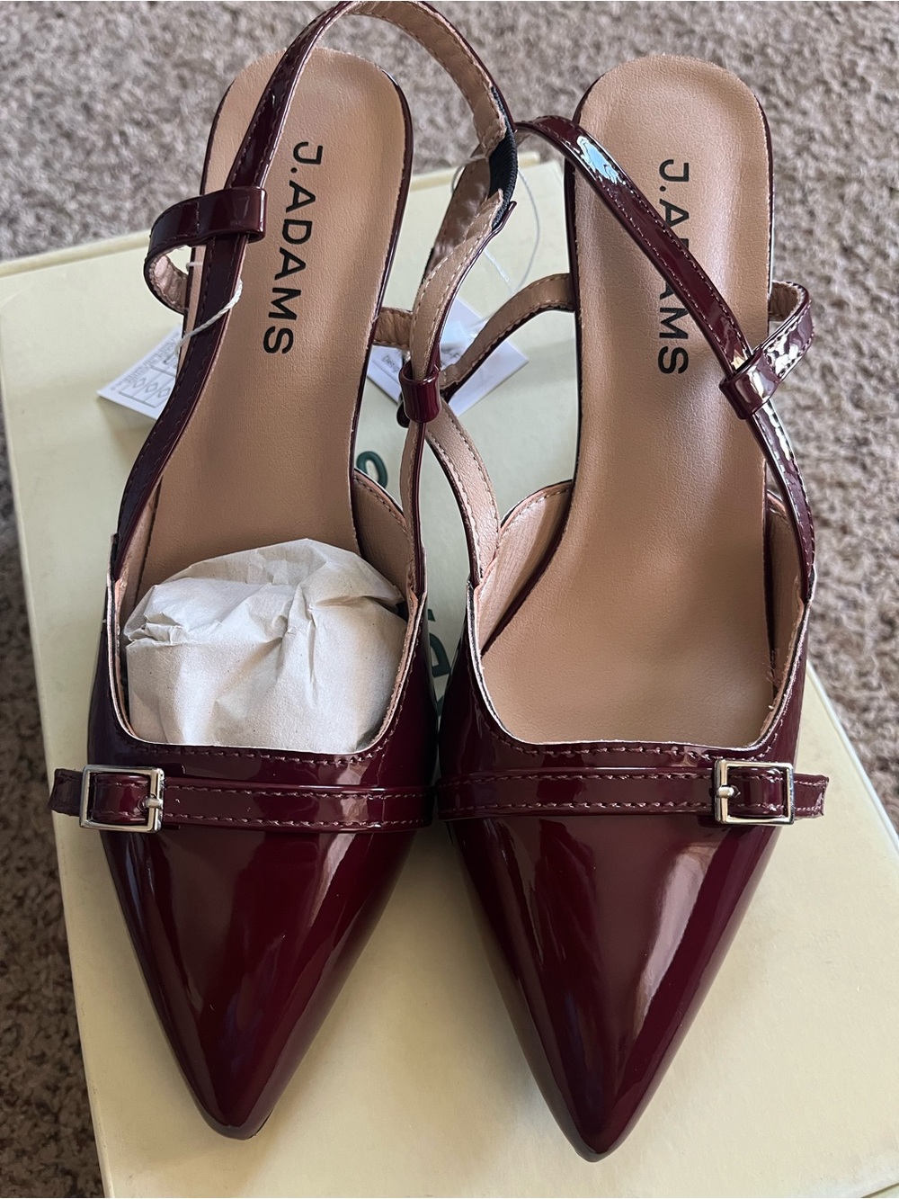 J. Adams Felicity Patent Slingback Heels in Burgundy in Sz (7) - Picture 4 of 4